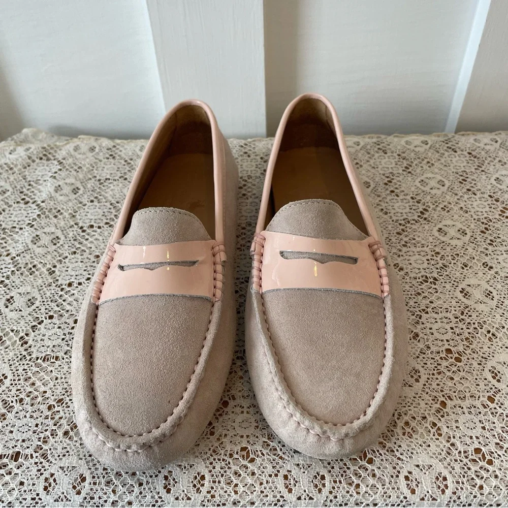 Arthur Knight Pink Suede and Patent Leather Driving Moccasins Loafers Shoes